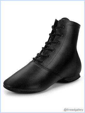 Leather Jazz Dance Boots Split Sole Lace-Up Dance Shoes